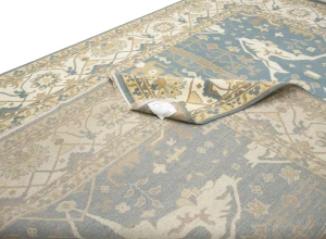 Muted Blue-gray Floral Transitional 12X15 Oushak Oriental Rug