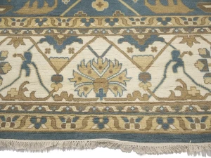 Muted Blue-gray Floral Transitional 12X15 Oushak Oriental Rug