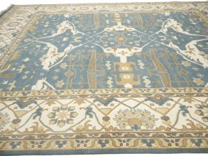 Muted Blue-gray Floral Transitional 12X15 Oushak Oriental Rug