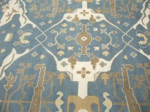 Muted Blue-gray Floral Transitional 12X15 Oushak Oriental Rug