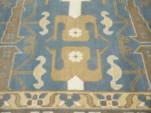 Muted Blue-gray Floral Transitional 12X15 Oushak Oriental Rug