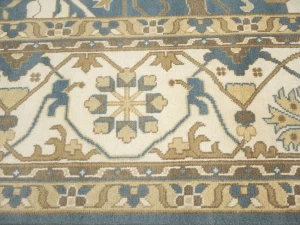 Muted Blue-gray Floral Transitional 12X15 Oushak Oriental Rug