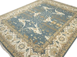 Muted Blue-gray Floral Transitional 12X15 Oushak Oriental Rug