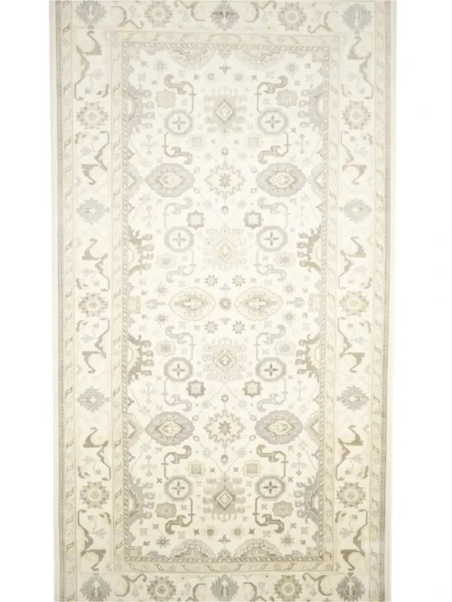 Muted Cream Floral Traditional 10X20 Oushak Oriental Rug