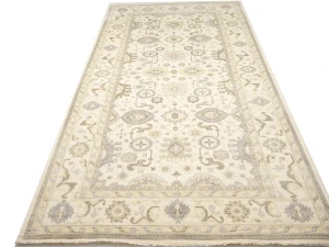 Muted Cream Floral Transitional 10X20 Oushak Oriental Rug