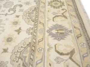 Muted Cream Floral Transitional 10X20 Oushak Oriental Rug