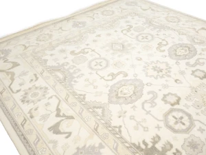 Muted Cream Floral Transitional 10X20 Oushak Oriental Rug