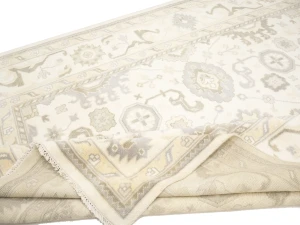 Muted Cream Floral Transitional 10X20 Oushak Oriental Rug