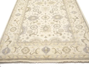 Muted Cream Floral Transitional 10X20 Oushak Oriental Rug