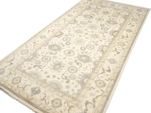 Muted Cream Floral Transitional 10X20 Oushak Oriental Rug