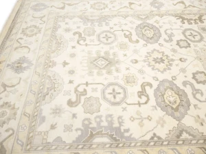 Muted Cream Floral Transitional 10X20 Oushak Oriental Rug