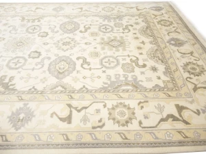 Muted Cream Floral Transitional 10X20 Oushak Oriental Rug