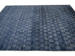 Dark Navy Geometric 8X10 Modern Oriental Rug