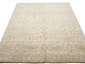 Beige Geometric 8X10 Oriental Modern Rug