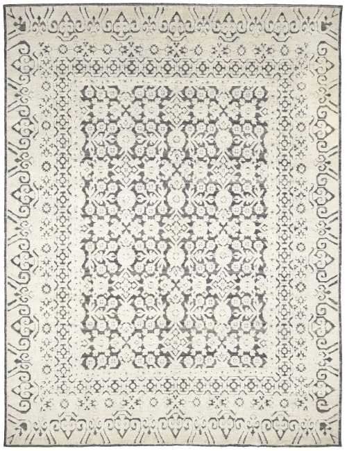 Cream Brodered 9X12 Modern Oriental Rug