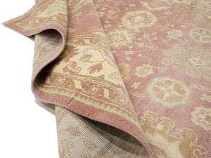 Muted Pink Floral 9X12 Oushak Chobi Oriental Rug