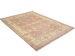 Muted Pink Floral 9X12 Oushak Chobi Oriental Rug