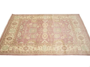 Muted Pink Floral 9X12 Oushak Chobi Oriental Rug