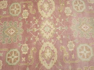 Muted Pink Floral 9X12 Oushak Chobi Oriental Rug