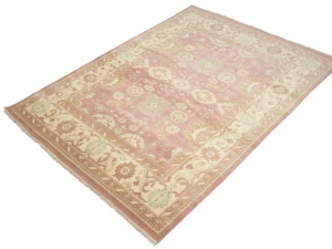 Muted Pink Floral 9X12 Oushak Chobi Oriental Rug