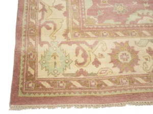 Muted Pink Floral 9X12 Oushak Chobi Oriental Rug