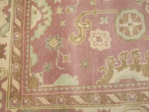 Muted Pink Floral 9X12 Oushak Chobi Oriental Rug