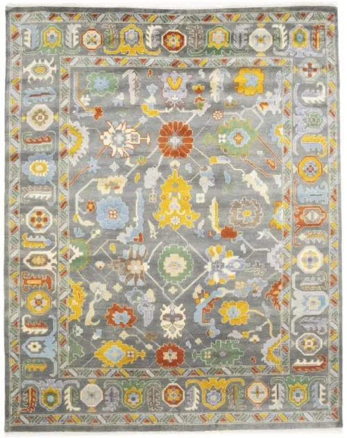 Muted Floral Colorfast 9X12 Oushak Chobi Oriental Rug