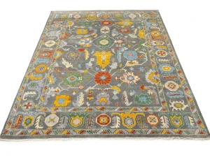 Muted Floral Colorfast 9X12 Oushak Chobi Oriental Rug