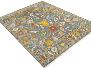 Muted Floral Colorfast 9X12 Oushak Chobi Oriental Rug