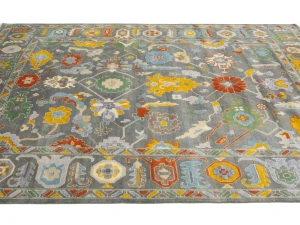 Muted Floral Colorfast 9X12 Oushak Chobi Oriental Rug