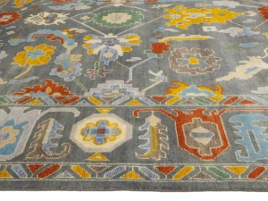 Muted Floral Colorfast 9X12 Oushak Chobi Oriental Rug
