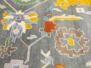 Muted Floral Colorfast 9X12 Oushak Chobi Oriental Rug