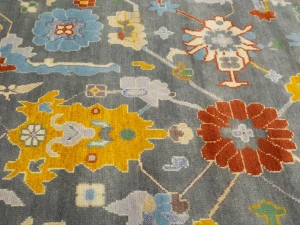 Muted Floral Colorfast 9X12 Oushak Chobi Oriental Rug