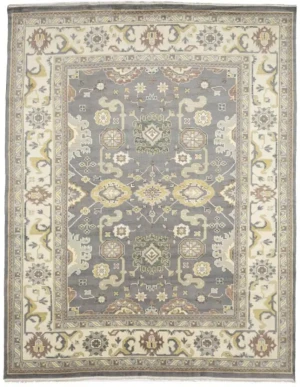 Muted Floral 9'5X12'0 Oushak Chobi Oriental Rug