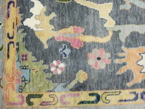 Floral Colorfast 10x14 Oushak Chobi Oriental Rug