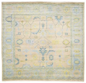 Peach Floral Colorfast 12X12 Oushak Chobi Oriental Square Rug