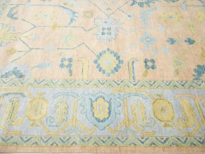 Peach Floral Colorfast 12X12 Oushak Chobi Oriental Square Rug