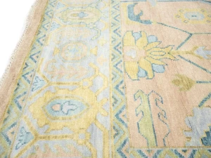 Peach Floral Colorfast 12X12 Oushak Chobi Oriental Square Rug