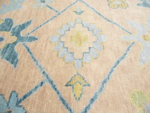 Peach Floral Colorfast 12X12 Oushak Chobi Oriental Square Rug
