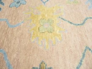 Peach Floral Colorfast 12X12 Oushak Chobi Oriental Square Rug