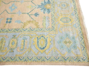 Peach Floral Colorfast 12X12 Oushak Chobi Oriental Square Rug