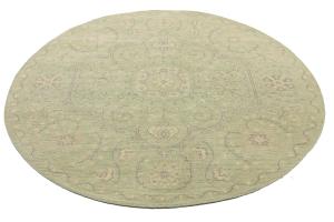 Muted Light Green Floral 6X6 Transitional Oriental Round Rug