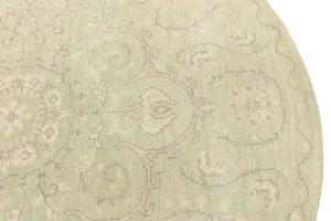 Muted Light Green Floral 6X6 Transitional Oriental Round Rug