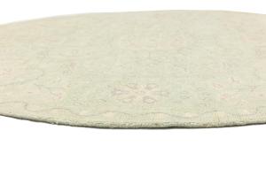 Muted Light Green Floral 6X6 Transitional Oriental Round Rug