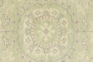 Muted Light Green Floral 6X6 Transitional Oriental Round Rug