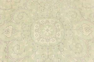 Muted Light Green Floral 6X6 Transitional Oriental Round Rug
