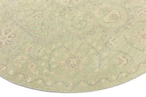 Muted Light Green Floral 6X6 Transitional Oriental Round Rug