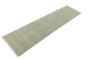 Muted Teal Floral Transitional 3X10 Oriental Runner Rug