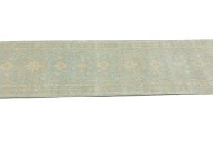 Muted Teal Floral Transitional 3X10 Oriental Runner Rug