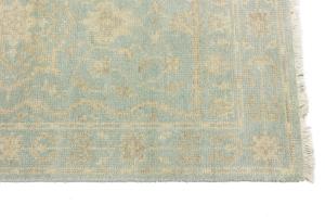 Muted Teal Floral Transitional 3X10 Oriental Runner Rug